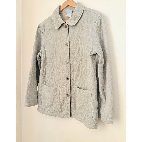 Better Than Basic Beige Quilted Jacket Button Front Pockets Women’s Size S - Picture 4 of 6
